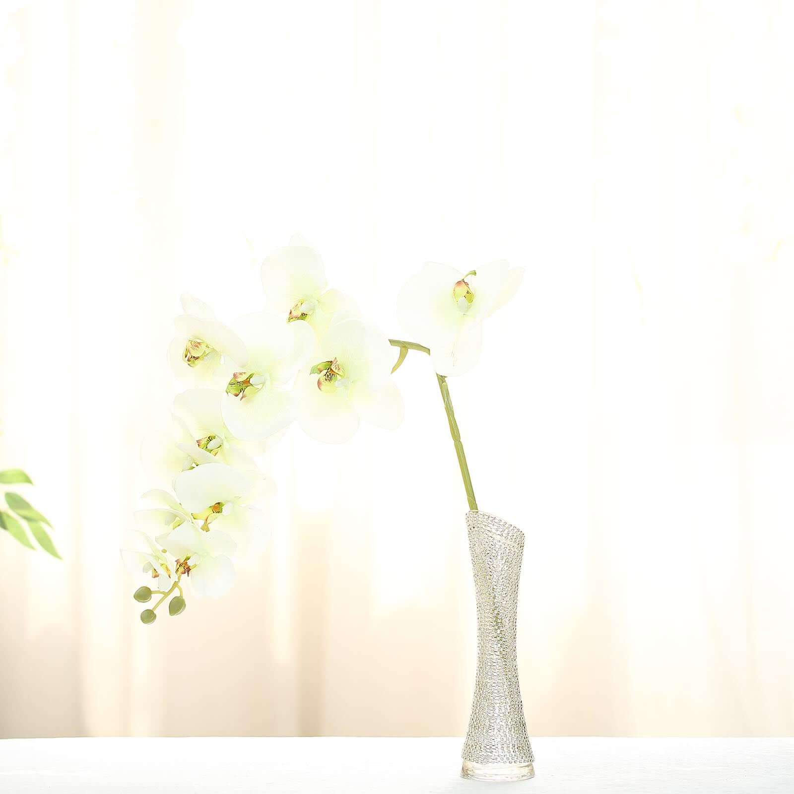 2 Stems 40" Tall Cream Artificial Silk Orchid Flower Bouquets
