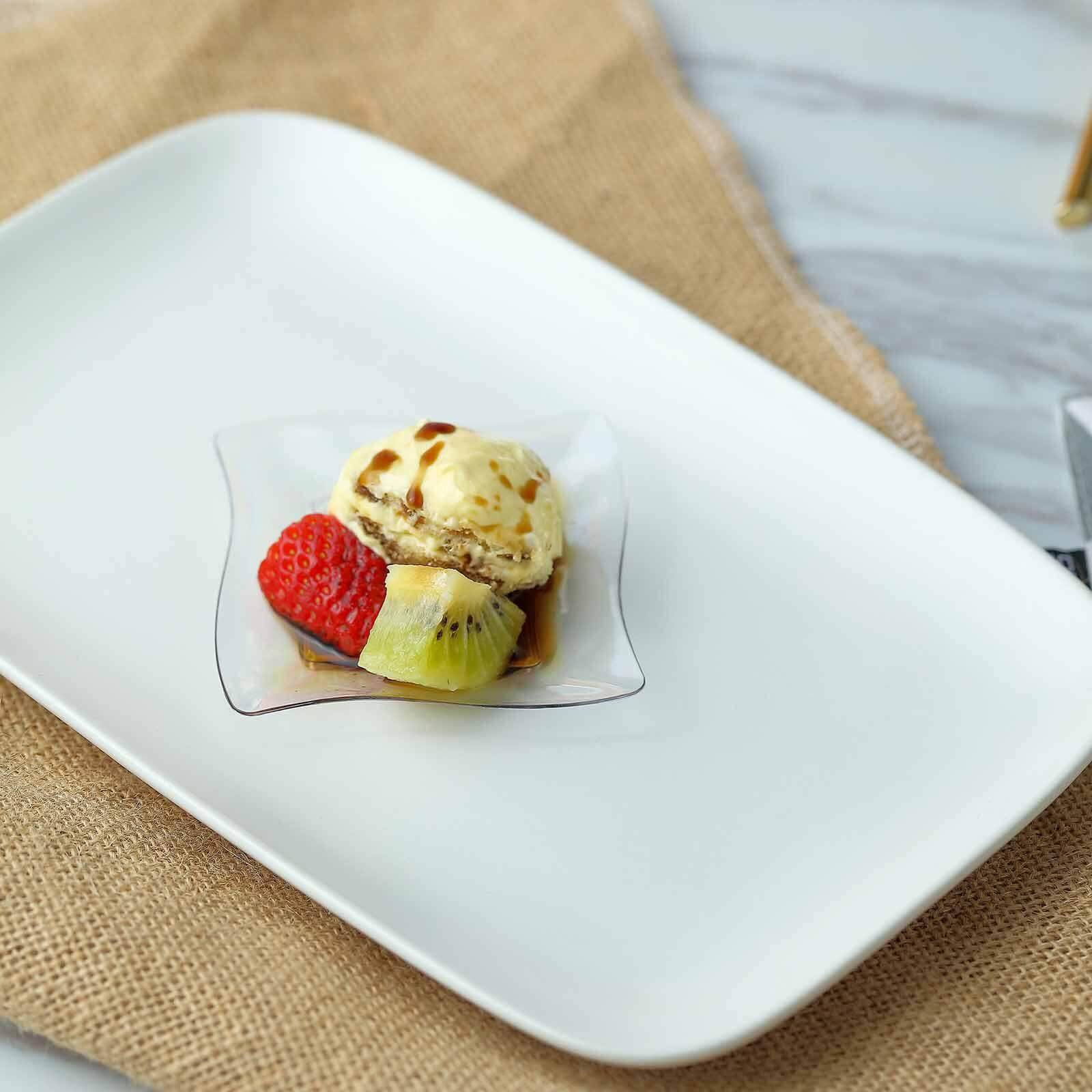 24-Pack Appetizer Plates Mini Wavy Rim Design Clear - Plastic Disposable Plates for Snacks and Parties 3"