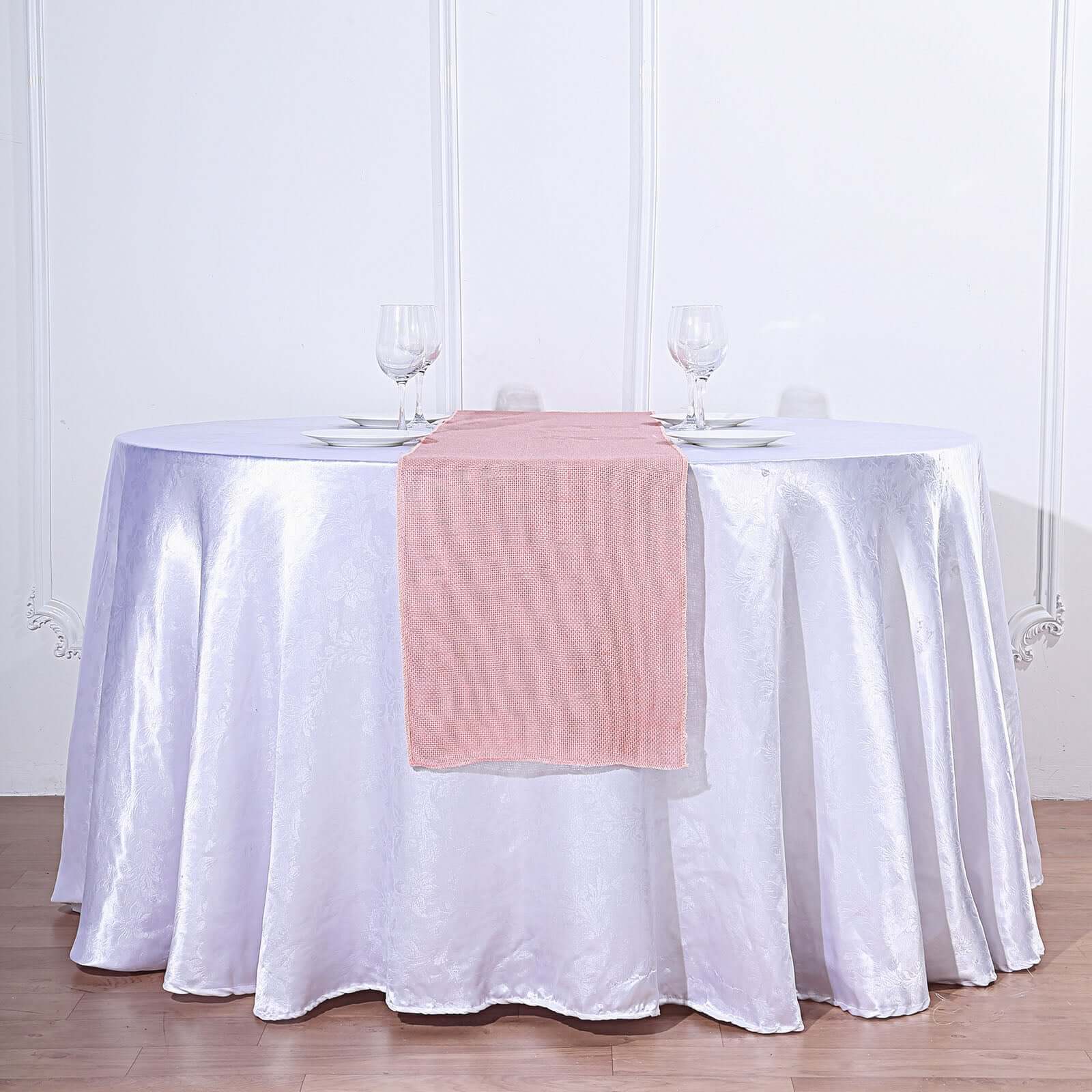 Burlap Jute 14"x108" Table Runner Dusty Rose - Rustic Boho Chic Tabletop Decor