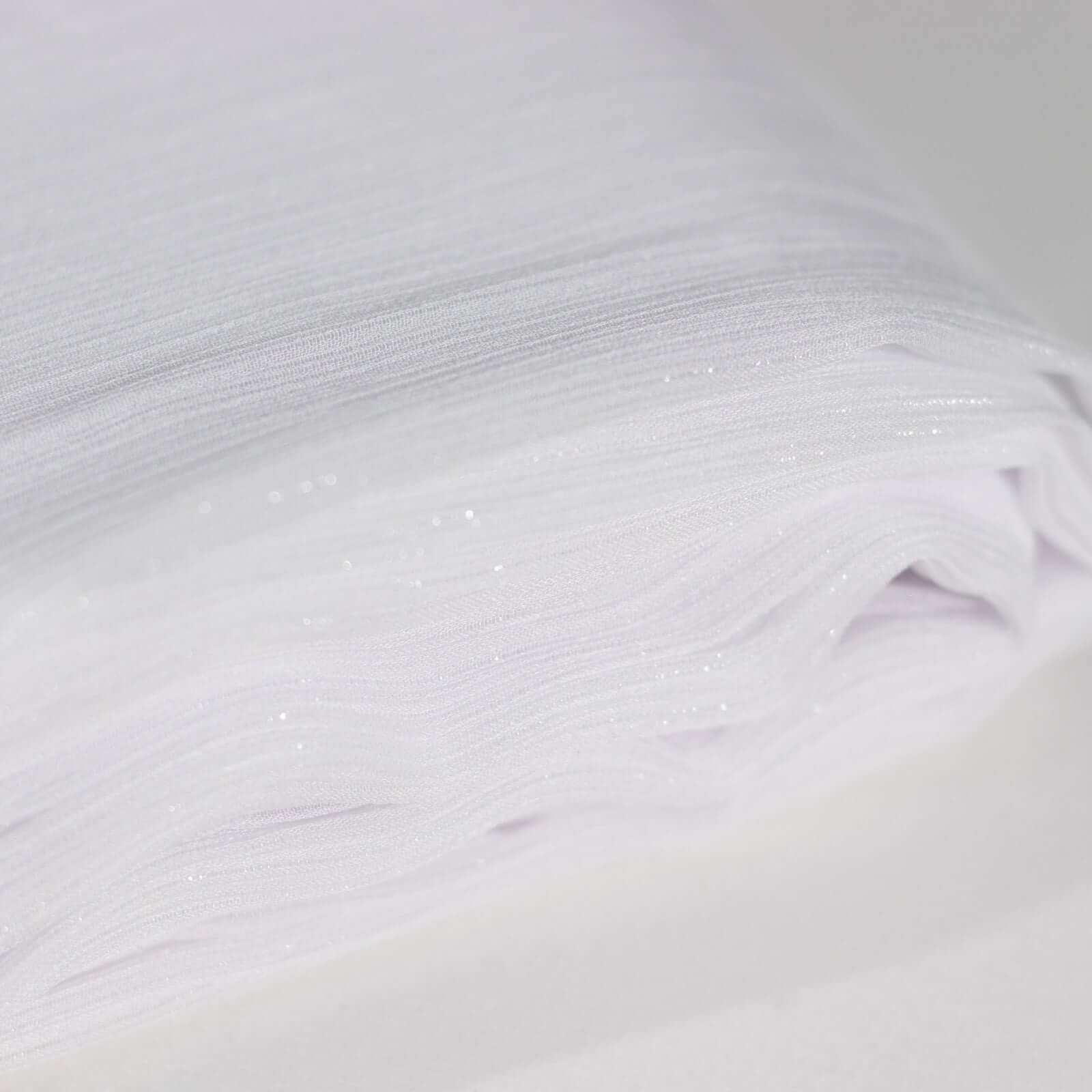 54"x10 Yards White Minimal Crinkle Chiffon Shiny Fabric Bolt, DIY Craft Fabric Roll