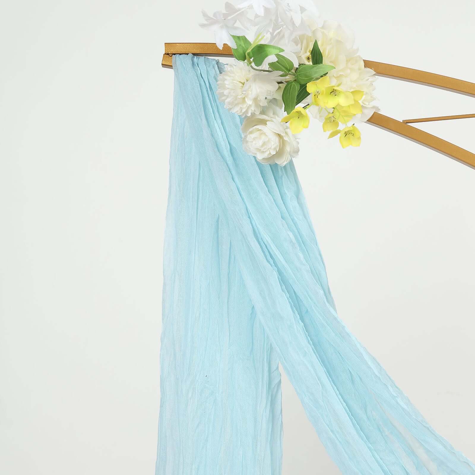 20ft Light Blue Gauze Cheesecloth Fabric Wedding Arch Drapery, Window Scarf Valance, Boho Decor Arbor Curtain Panel