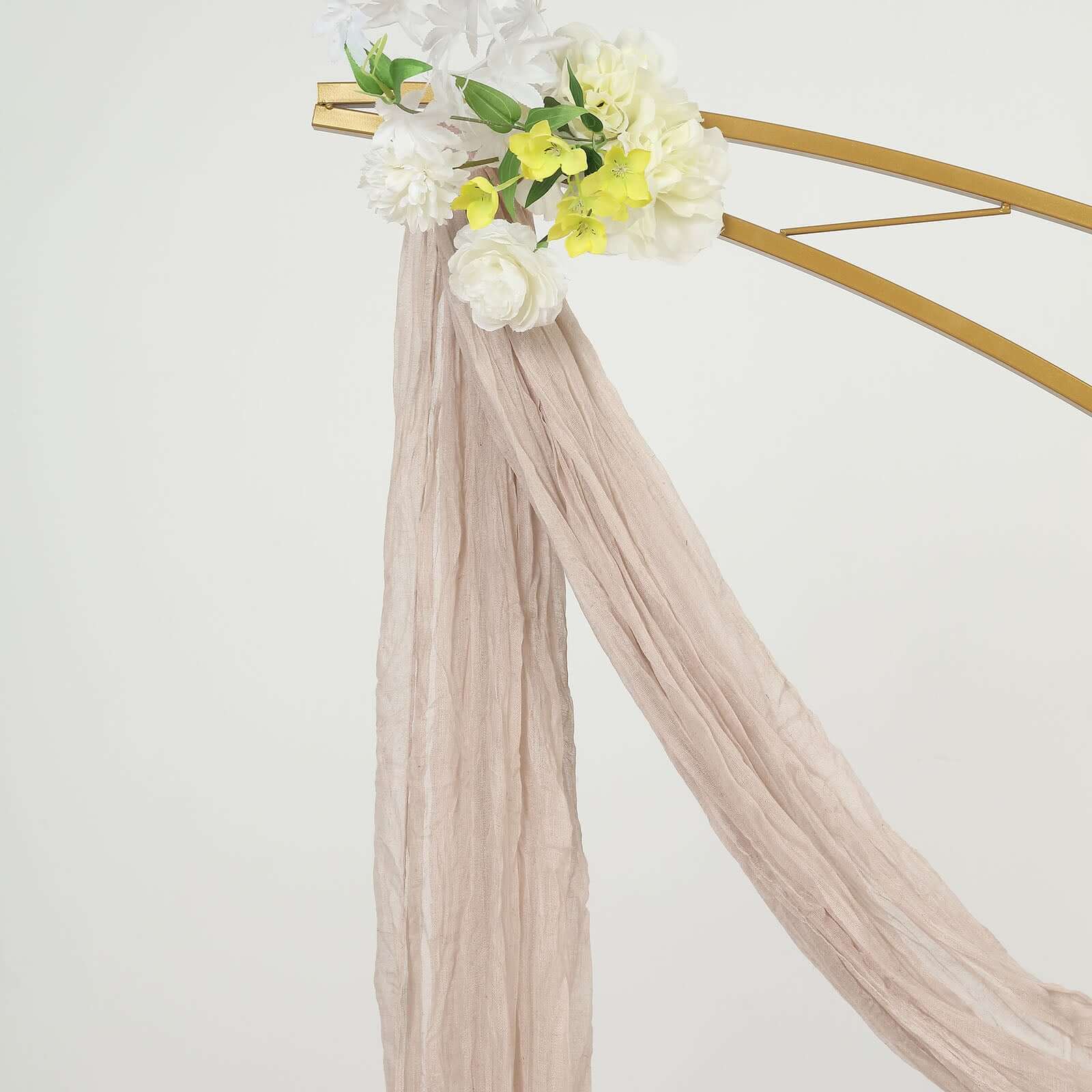 20ft Nude Beige Gauze Cheesecloth Fabric Wedding Arch Drapery, Window Scarf Valance, Boho Decor Arbor Curtain Panel