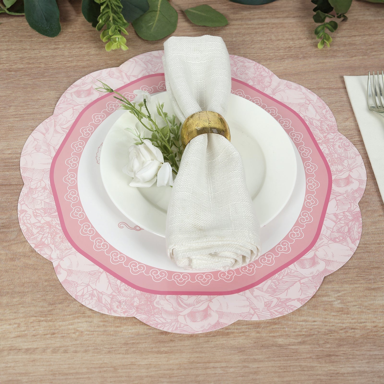 24-Pack Disposable Table Placemats in Assorted Floral Designs with Scalloped Rim - 400GSM Cardboard Placemats for Tea Party & Garden Themes 13"