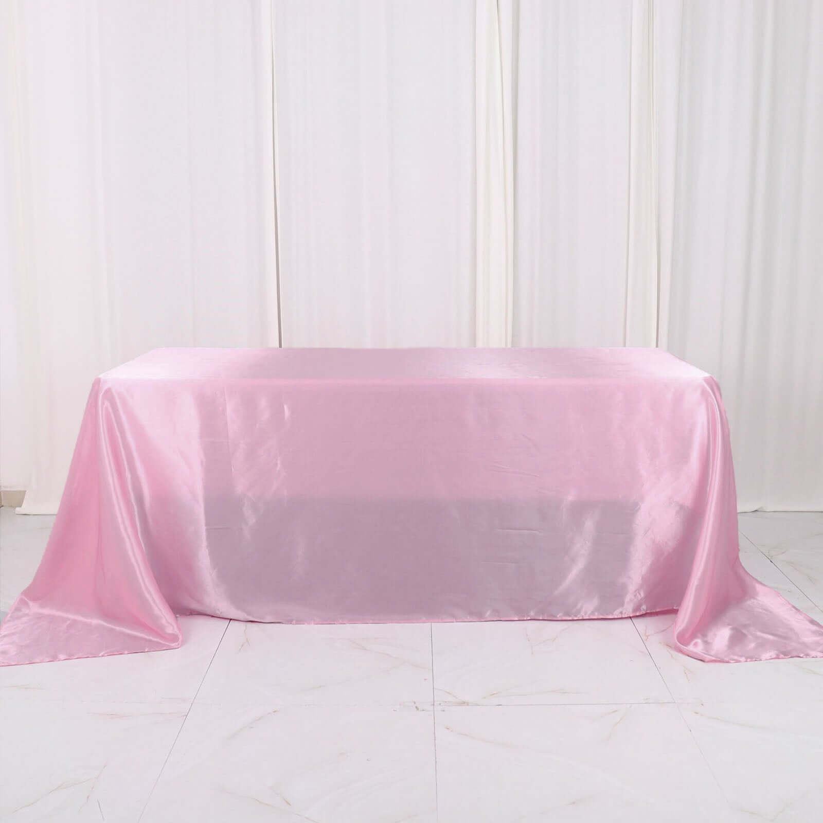 Satin Rectangular 90"x132" Tablecloth Pink Satin - Seamless Table Cover