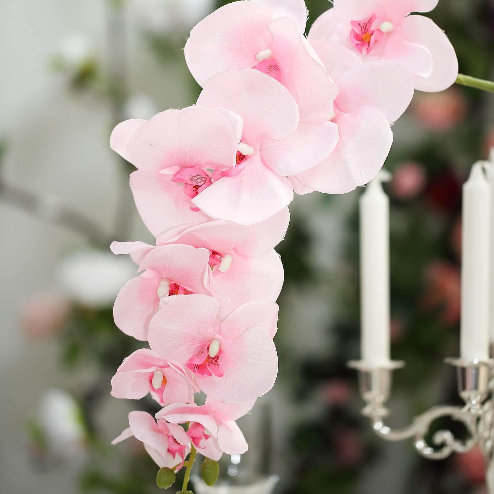2 Stems 40" Tall Pink Artificial Silk Orchid Flower Bouquets