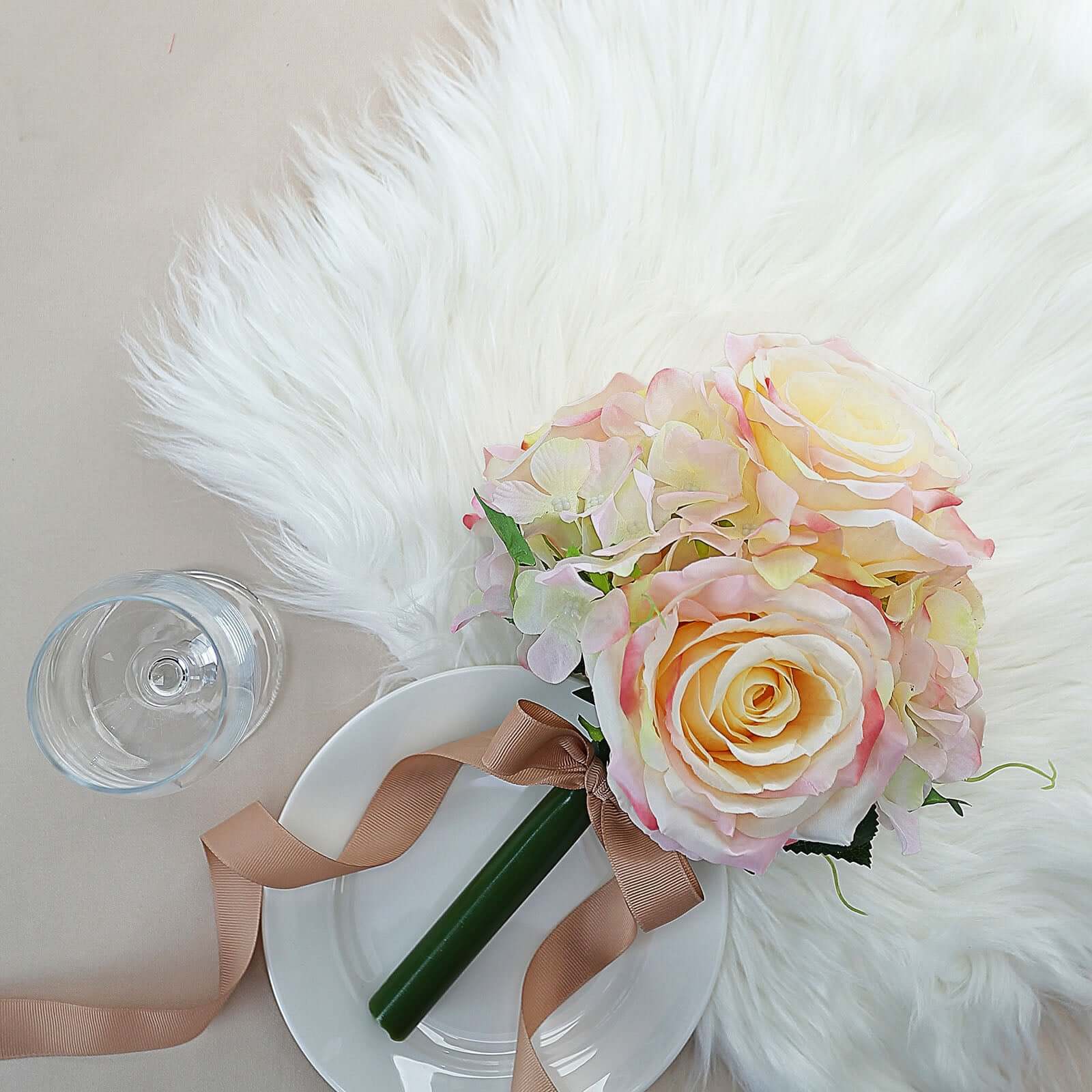 2 Bushes Pink Artificial Silk Rose and Hydrangea Flower Bouquets