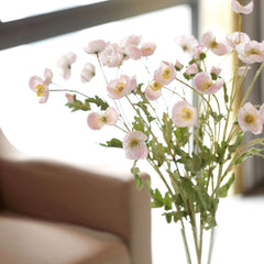 2 Stems 33" Blush Artificial Silk Poppy Flower Bouquet Bushes