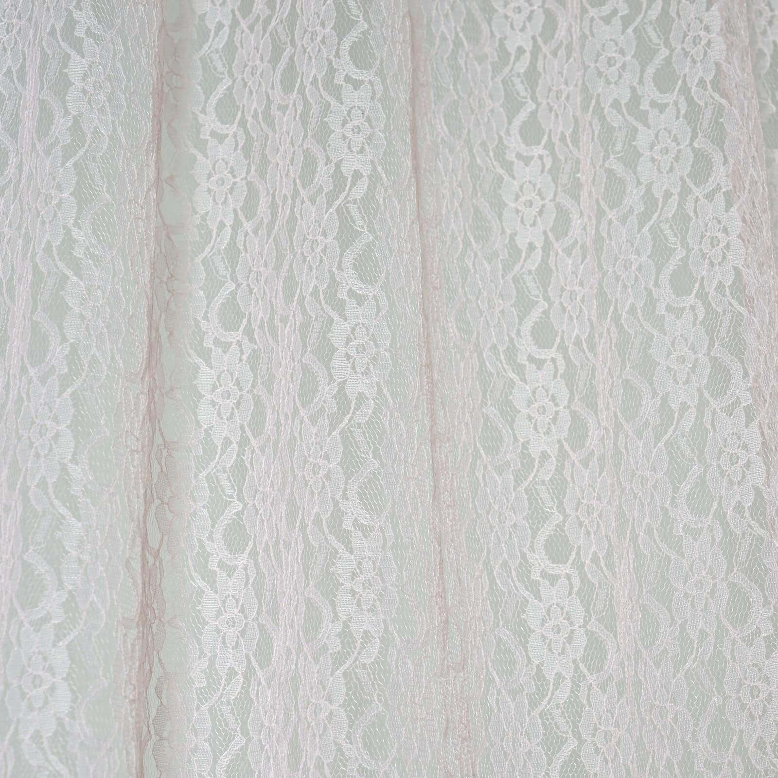 2 Pack Blush Fire Retardant Event Curtain Drapes in Sheer Floral Lace, 5ftx10ft Divider Backdrop Event Panels with Rod Pockets