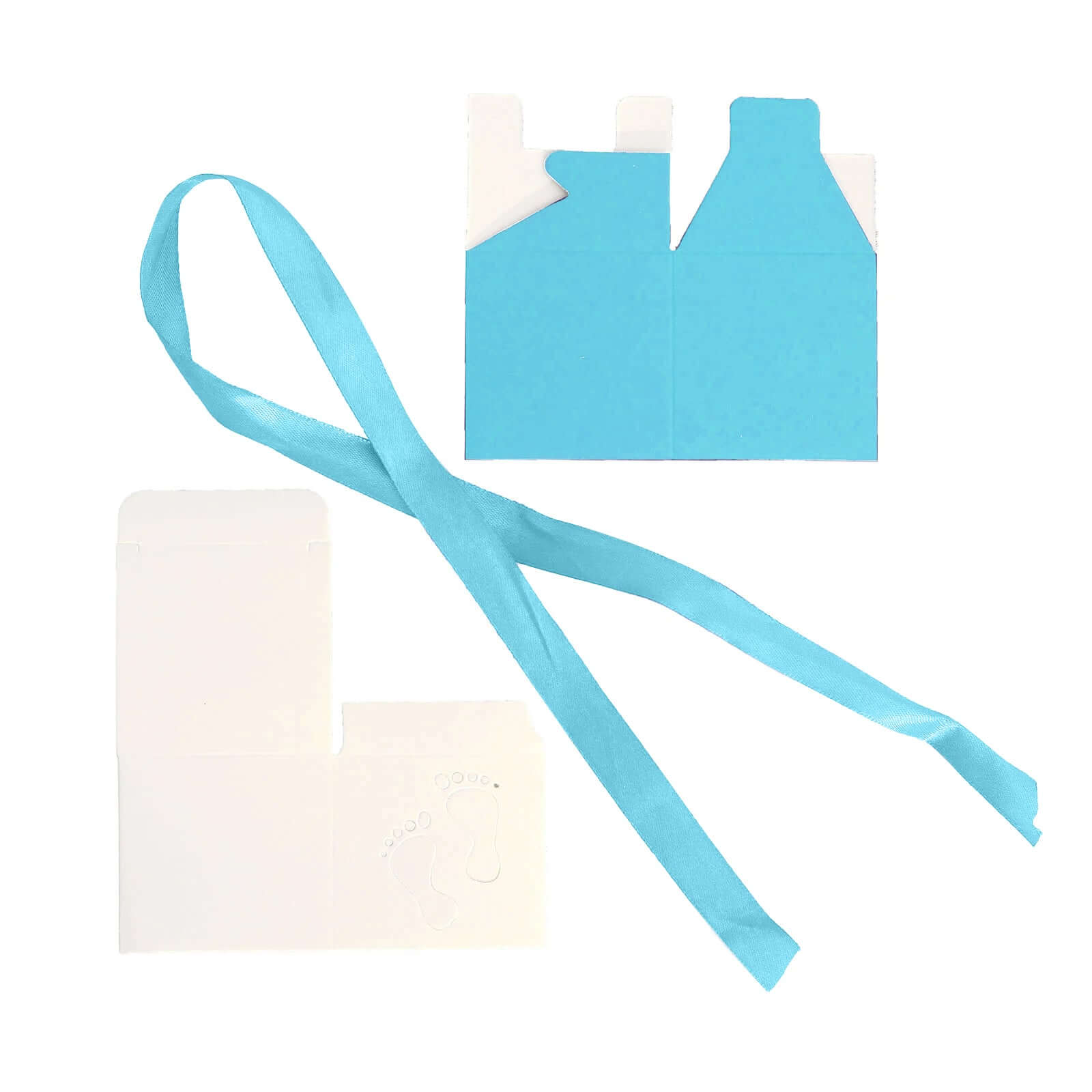 25 Pack 2" Light Blue Footprint Baby Shower Party Favor Candy Gift Boxes
