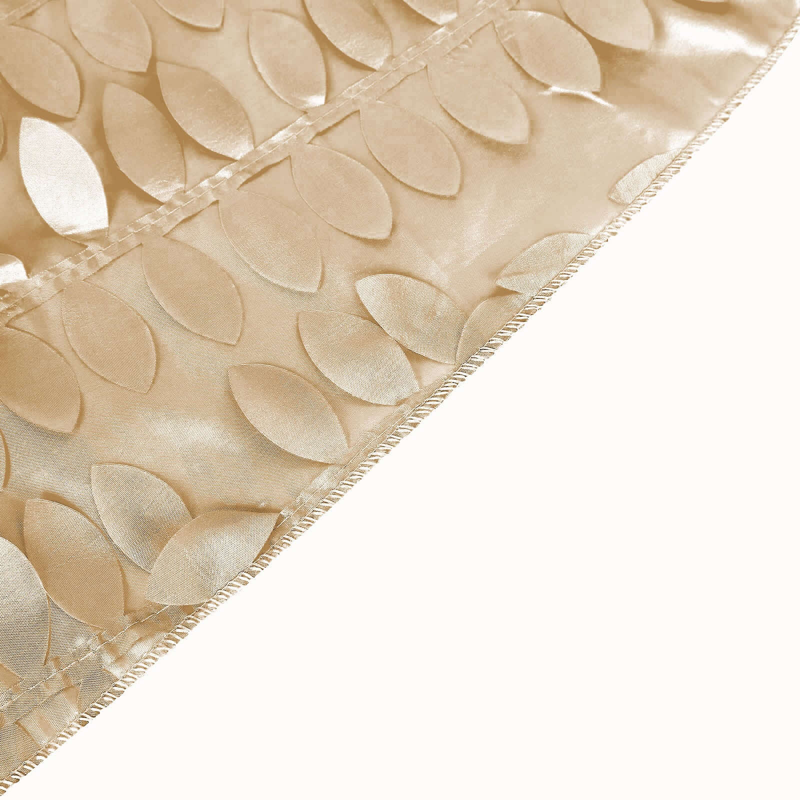 Taffeta 120" Round Tablecloth Champagne 3D | 3D Leaf Petal Design Seamless Table Cover