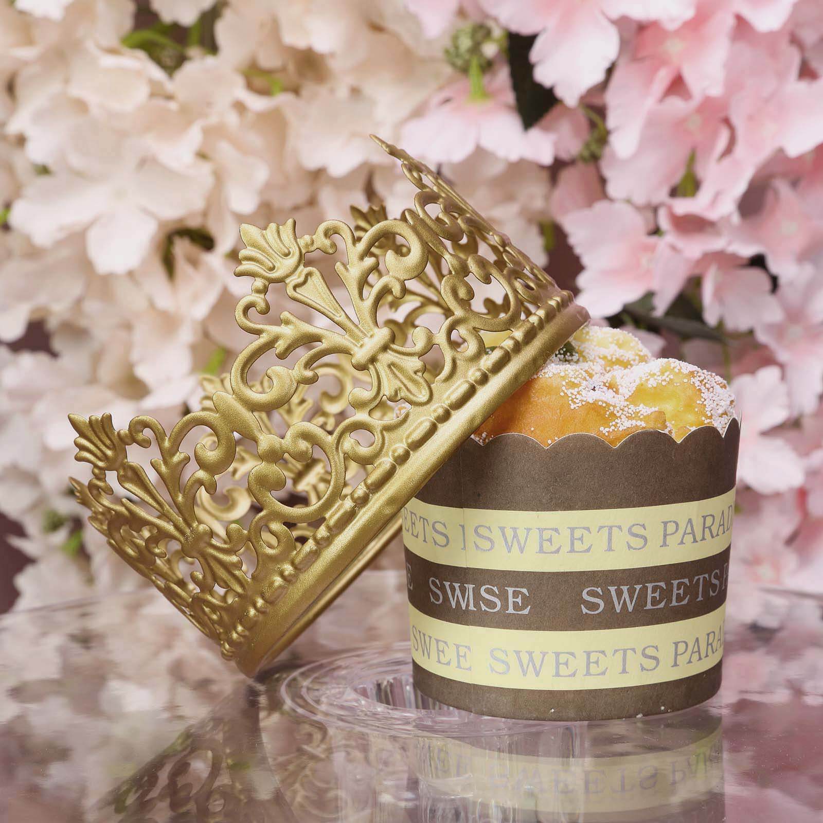 Metal Princess Crown Cake Topper Gold - Exquisite Cake Centerpiece Decor for Quinceañeras Bridal Showers & Fairytale-Themed Events 2"