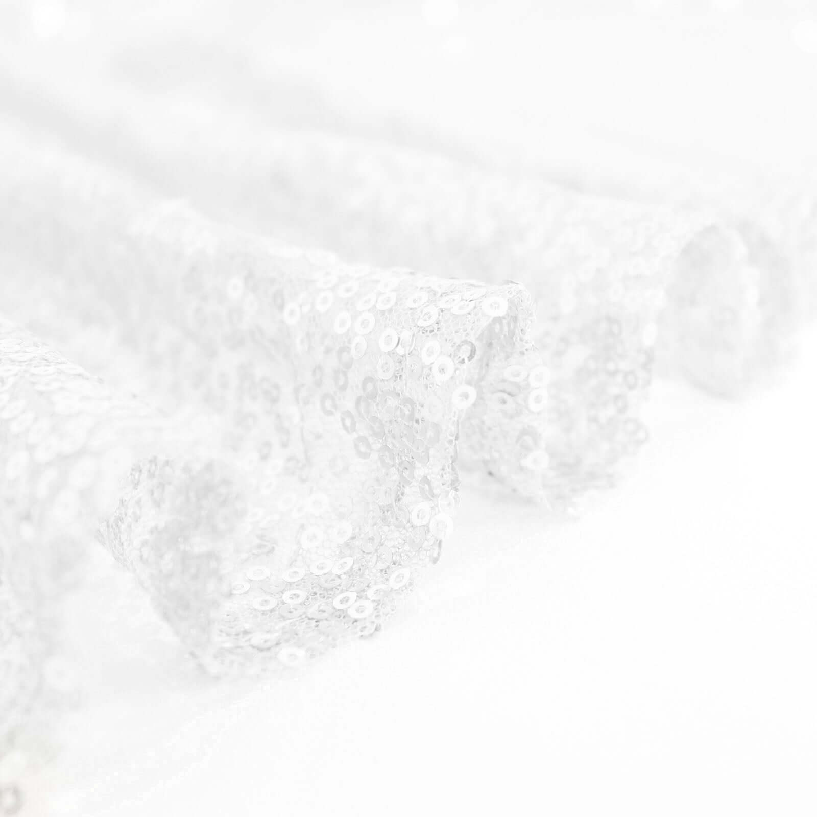 Sequin 120" Round Tablecloth White - Seamless Glittering Design for Sophisticated Events