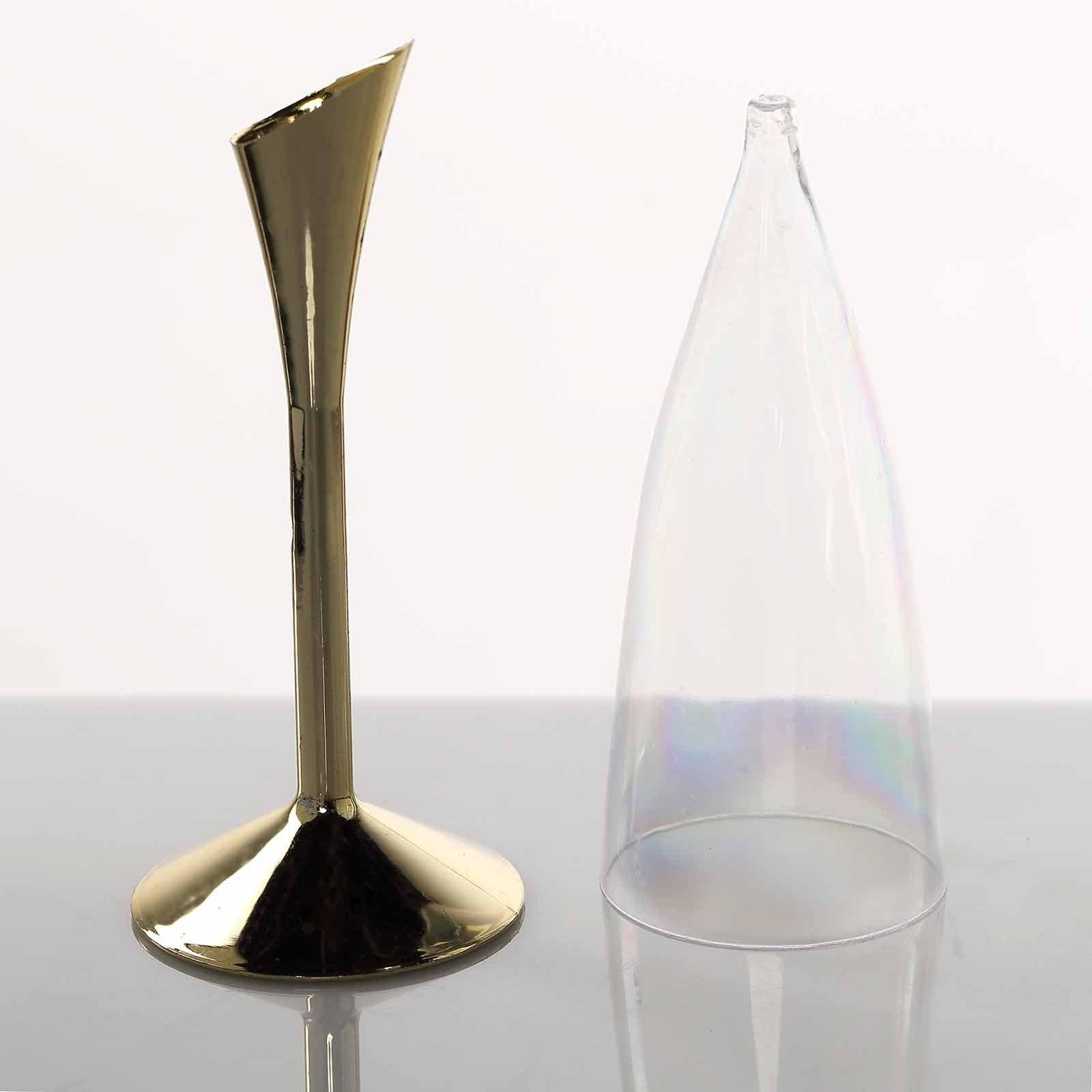 6-Pack Plastic Champagne Flutes Clear/Gold - Stylish Disposable Glasses for Toasts 5oz