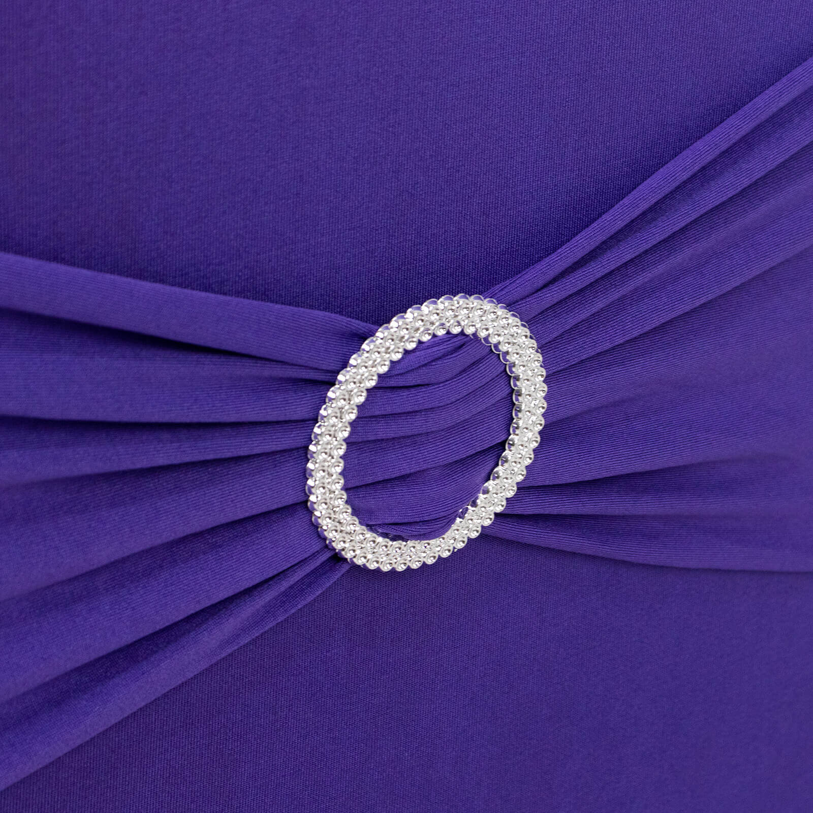 Spandex Chair Cover with Purple Rhinestone Buckled Sash Band Blush - Stretch Fitted Slipcover