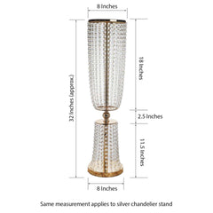 32" Silver Acrylic Crystal Pendant Chain Hourglass Chandelier Stand