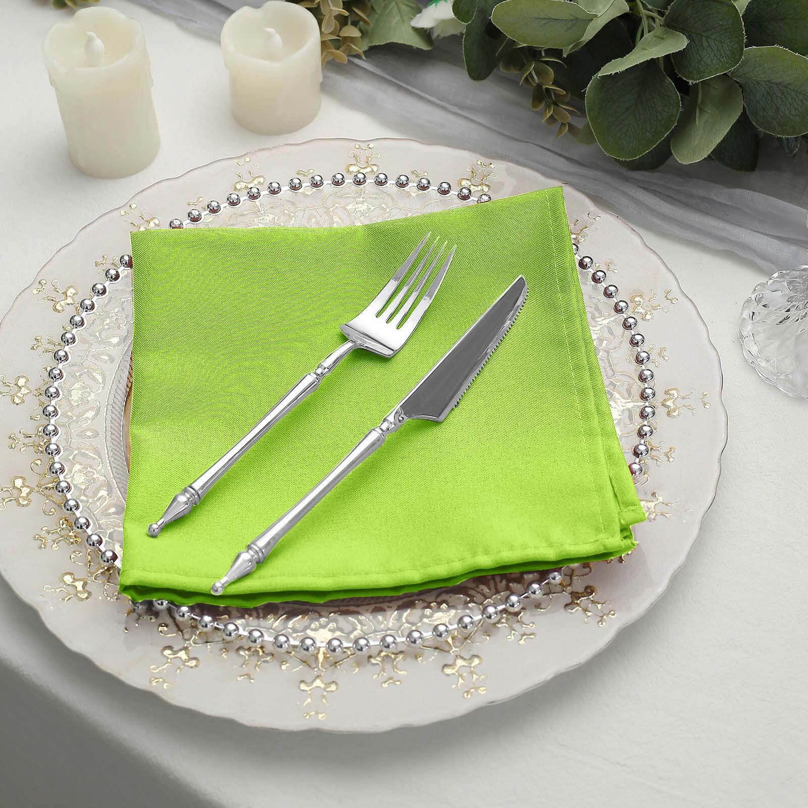 5 Pack Polyester 17"x17" Napkins Apple Green - Durable & Wrinkle Resistant Dinner Napkins