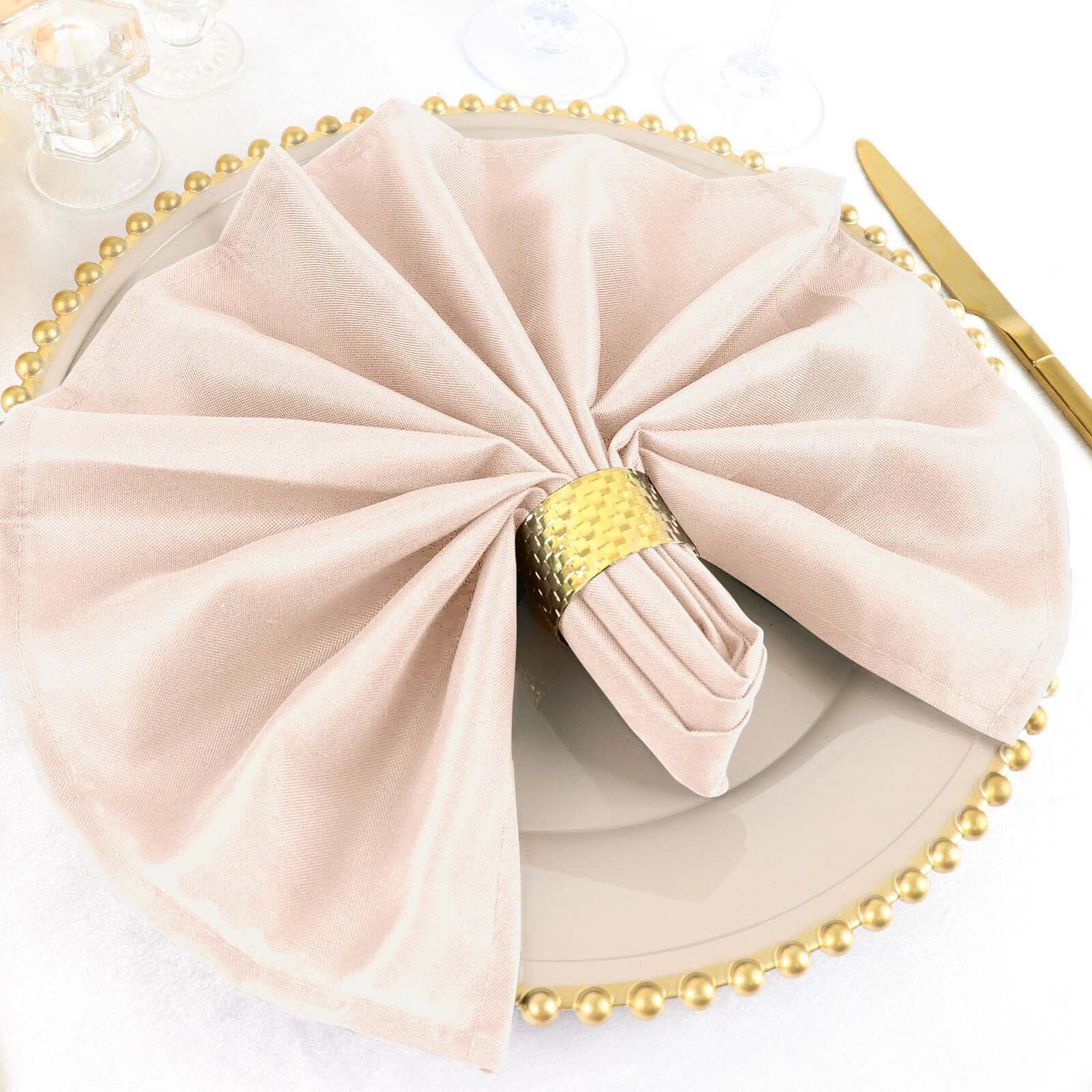 5 Pack Polyester 20"x20" Napkins Blush - Wrinkle Resistant & Easy Care Cloth Napkins