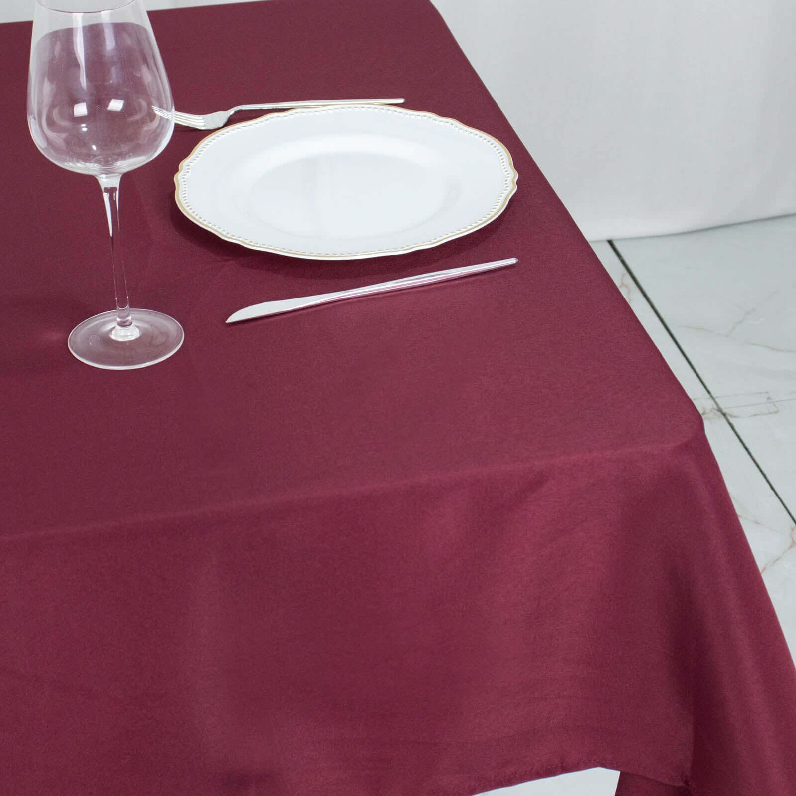 Premium Polyester 54"x54" Table Overlay Square Tablecloth Burgundy - Stain and Wrinkle-Resistant 220GSM Table Topper