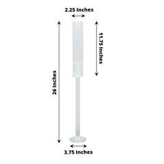 2-Pack Crystal Glass Hurricane Taper Candle Holders, Tall Decorative Candle Stands Clear Cylinder Chimney Tubes 26"