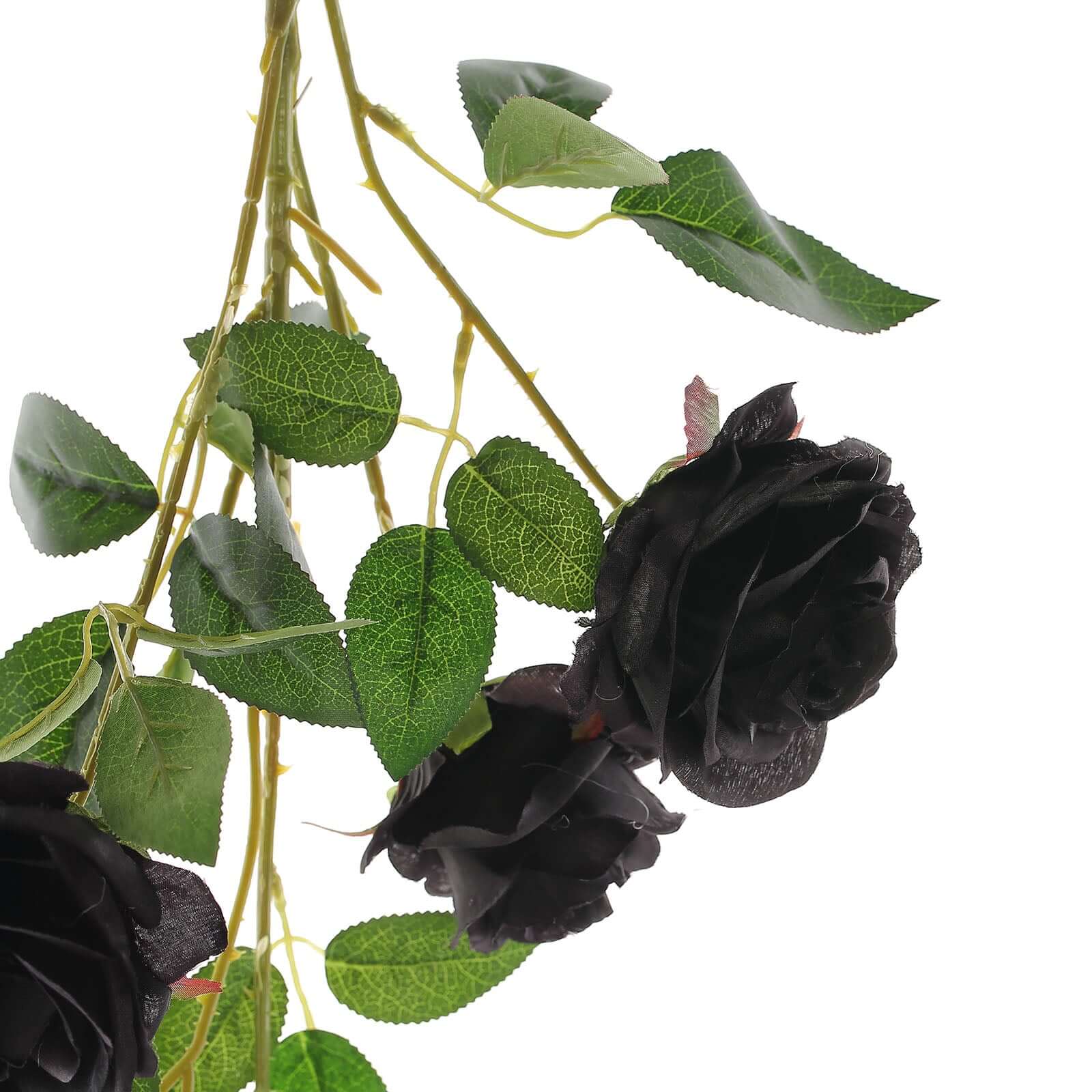2 Bouquets 33" Tall Black Artificial Silk Rose Flower Bush Stems