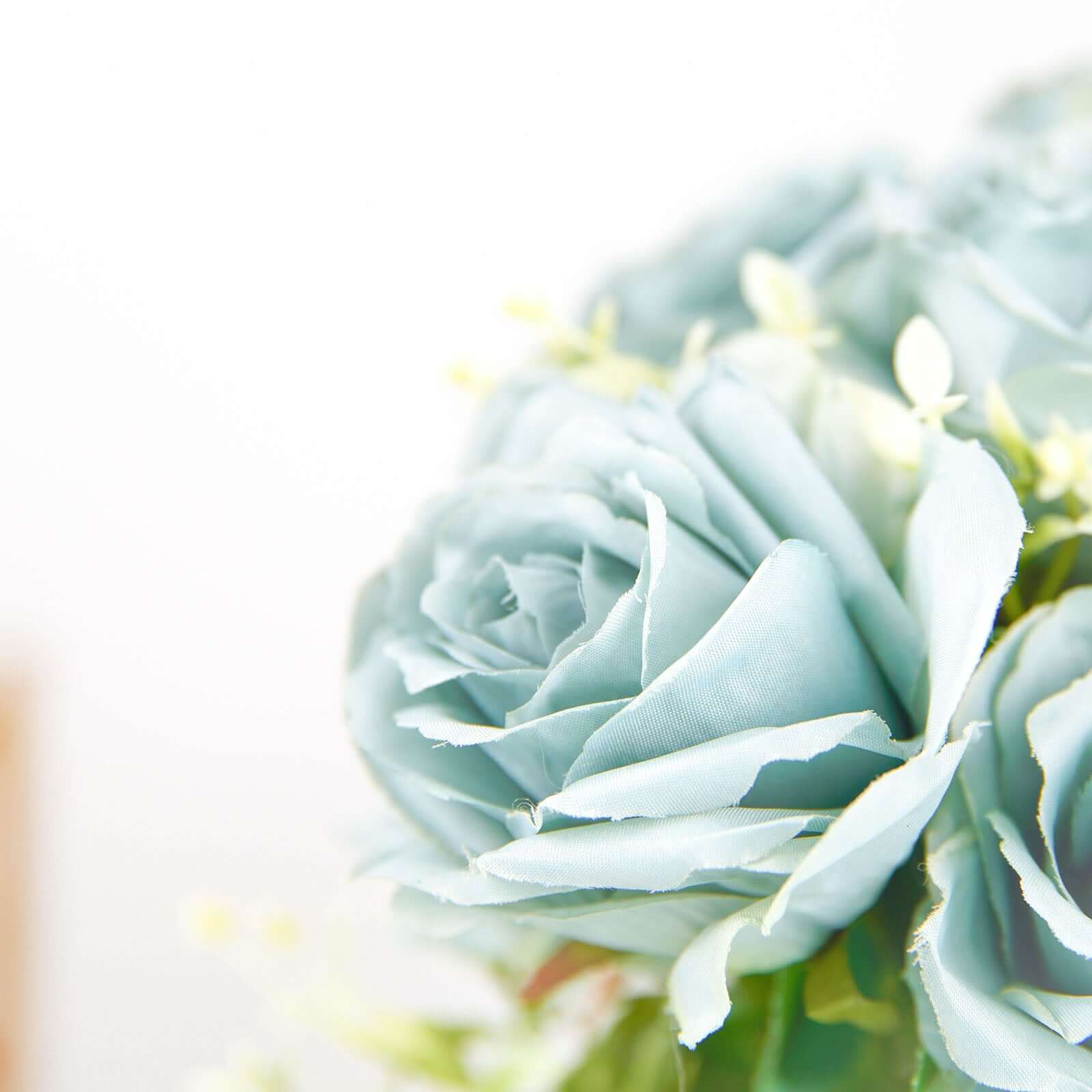 2 Bushes 18" Real Touch Light Dusty Blue Artificial Rose Flower Bouquet, Silk Long Stem Flower Arrangements