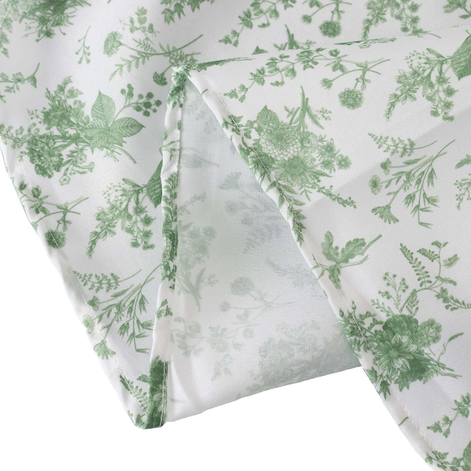 5 Pack Polyester 20"x20" Napkins Dusty Sage Green French Toile Pattern - Stylish Floral Dinner Napkins for Weddings, Events & Parties