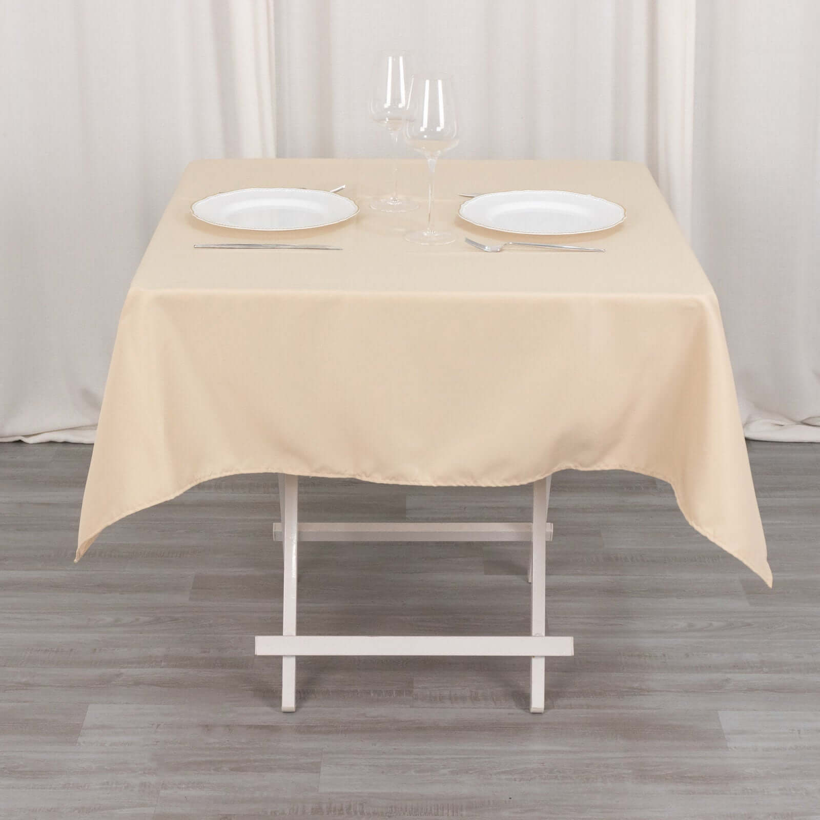 Premium Polyester 54"x54" Square Tablecloth Beige - Stain and Wrinkle-Resistant 220GSM Table Cover