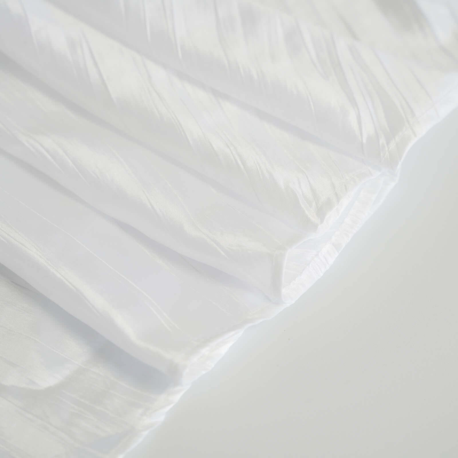 Taffeta 120" Round Tablecloth White - Seamless Accordion Crinkle Design for Stylish Occasions