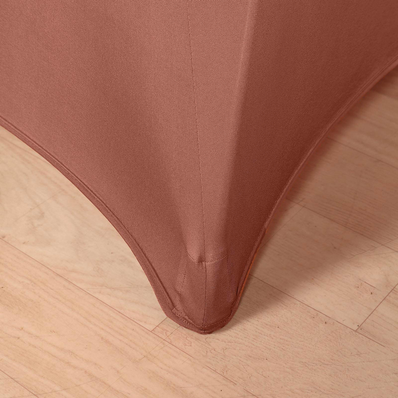 Spandex 24"-32" Round Cocktail Table Cover Terracotta (Rust) - Easy to Maintain Stretch Fitted Highboy Tablecloth