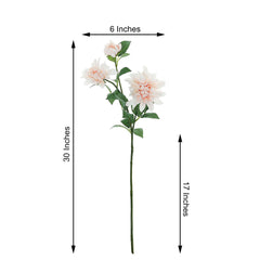 30" Tall Blush Artificial Dahlia Silk Flower Stems, Faux Floral Spray
