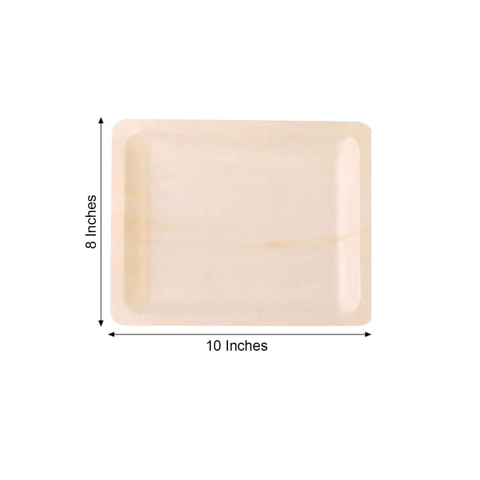 12-Pack Birchwood 8"x10" Rectangle Dinner Plates - Natural Eco Friendly Wooden Disposable Plates for Farmhouse-Style Events, Parties & Gatherings