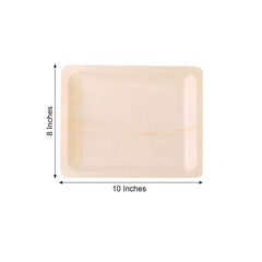 12-Pack Birchwood 8"x10" Rectangle Dinner Plates - Natural Eco Friendly Wooden Disposable Plates for Farmhouse-Style Events, Parties & Gatherings