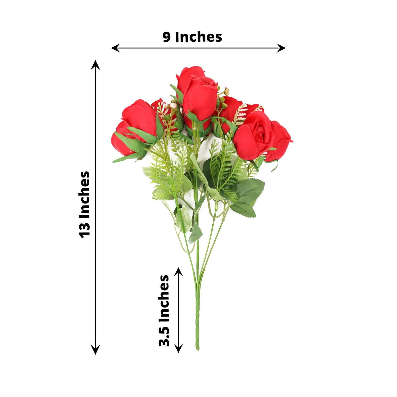 3 Pack 13" Red Real Touch Silk Rose Bud Flower Bridal Bouquets, Artificial Floral Bush Arrangements