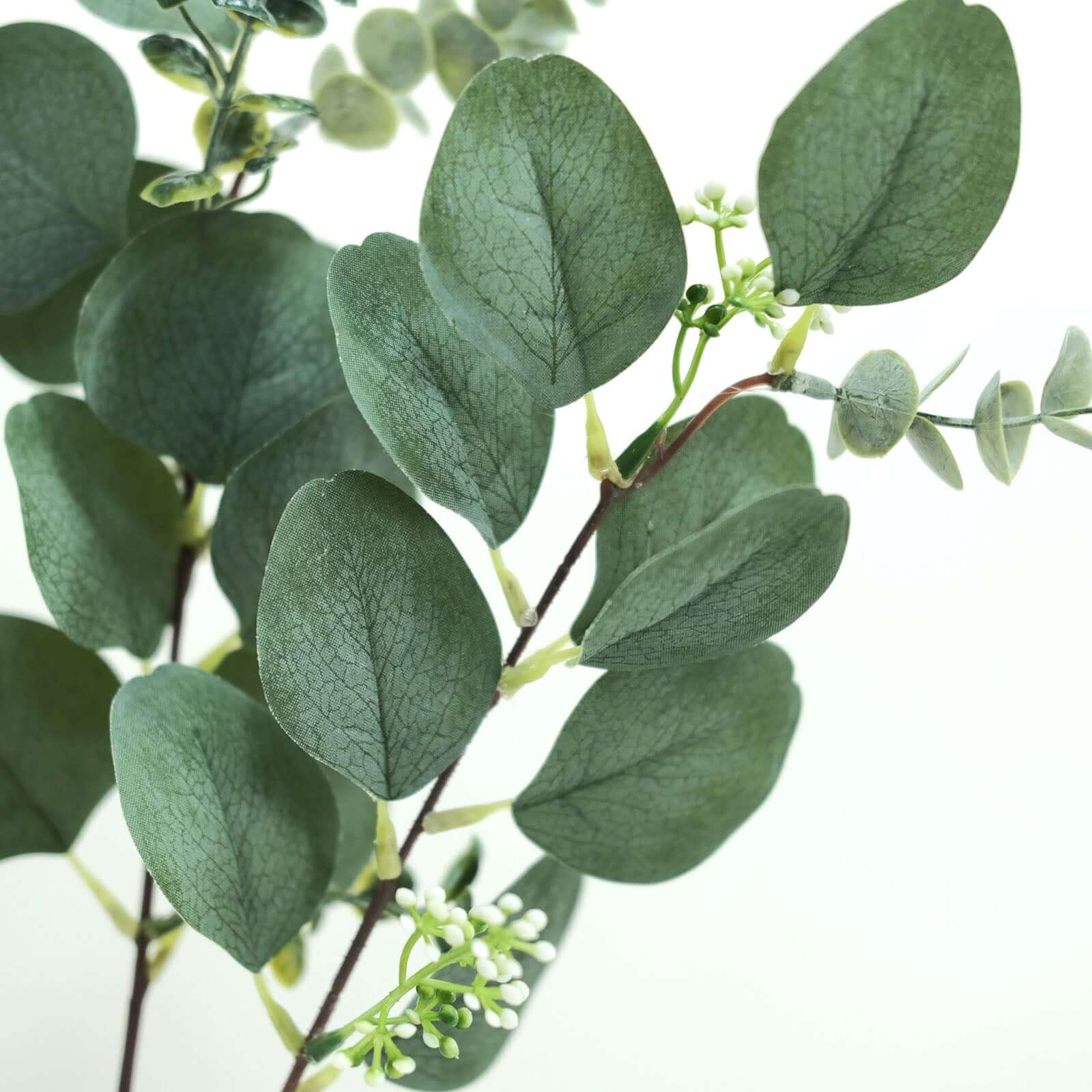 14 Stems Real Touch 12" Artificial Eucalyptus Leaf Flower Bouquet, Faux Silver Dollar Branches, Vase Floral Arrangement