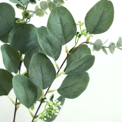 14 Stems Real Touch 12" Artificial Eucalyptus Leaf Flower Bouquet, Faux Silver Dollar Branches, Vase Floral Arrangement