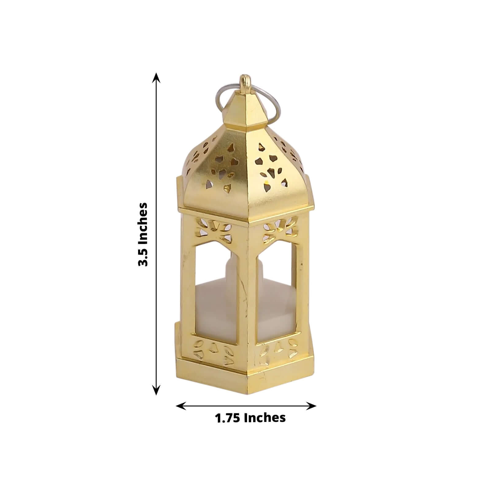 6-Pack LED Tealights Warm White Moroccan Style Gold - Battery Operated Mini Lantern Candle Lamp Centerpieces 3.5"