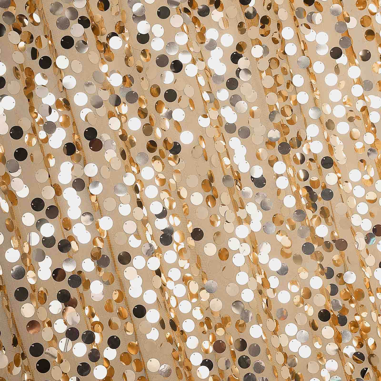 8ftx8ft Gold Big Payette Sequin Event Curtain Drapes, Backdrop Event Panel