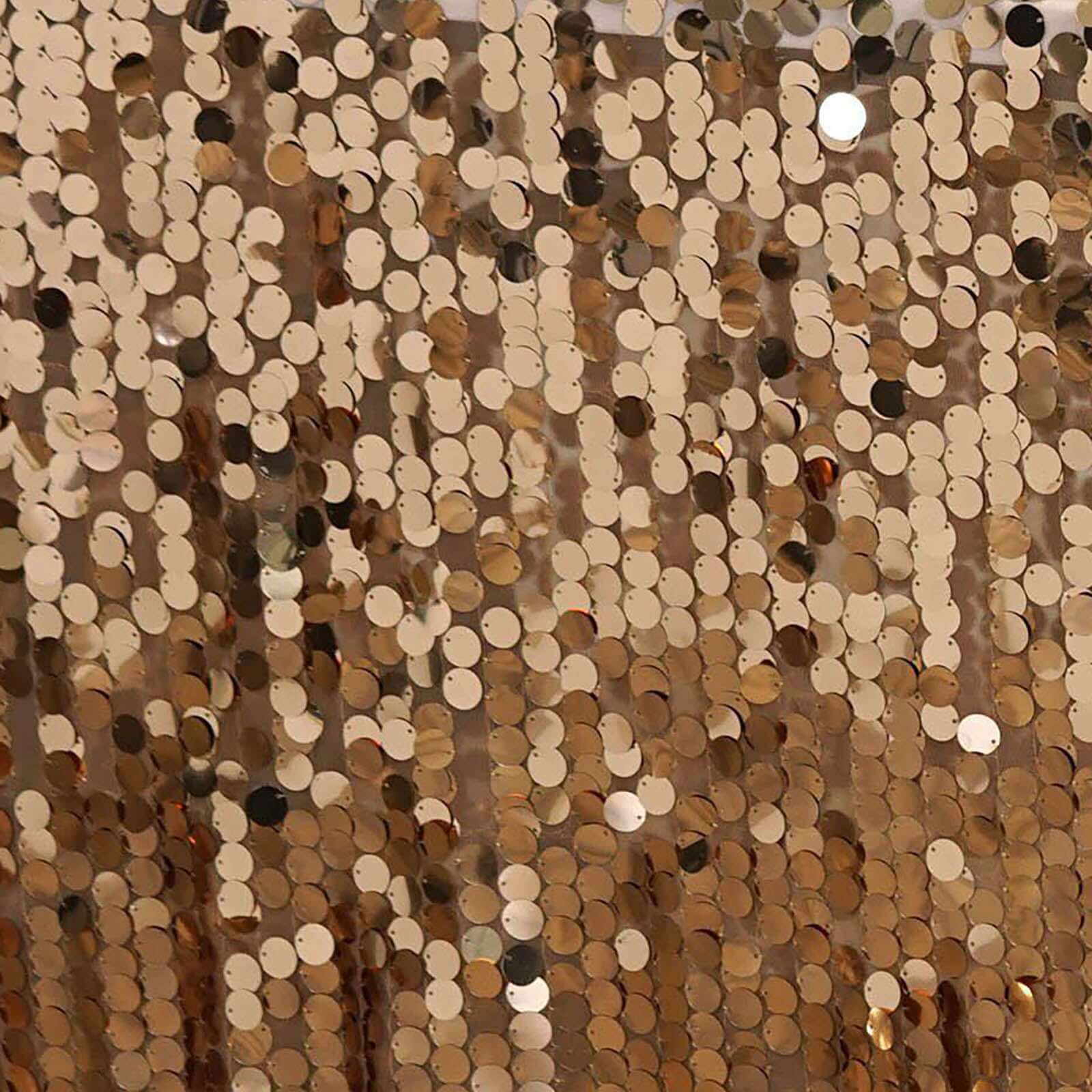 Sequin 90"x132" Rectangle Tablecloth Gold - Seamless Big Payette Design for Sophisticated Occasions