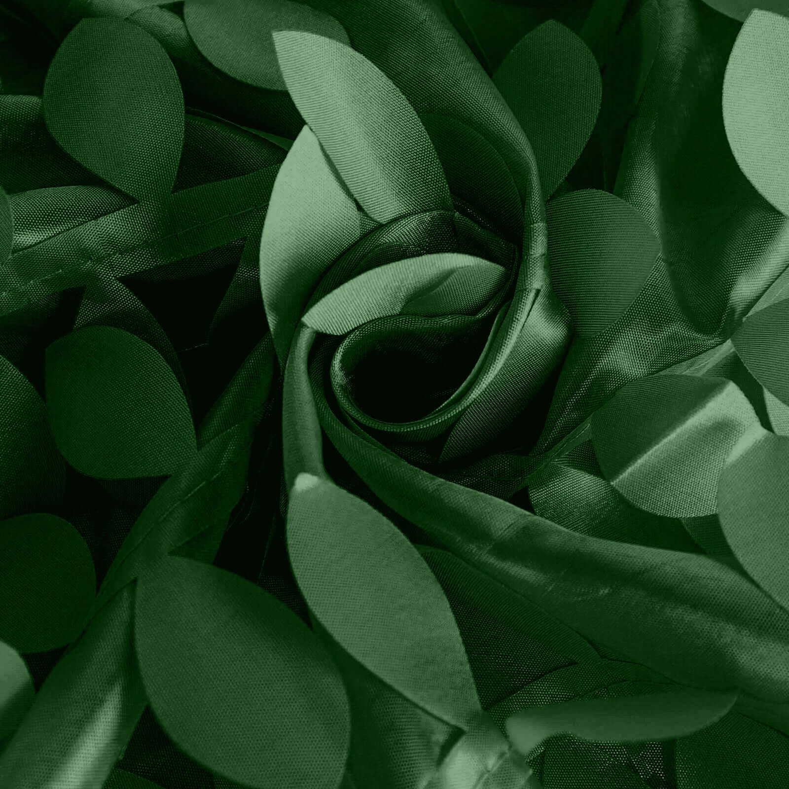Taffeta 132" Round Tablecloth Green Leaf | 3D Leaf Petal Design Seamless Table Cover