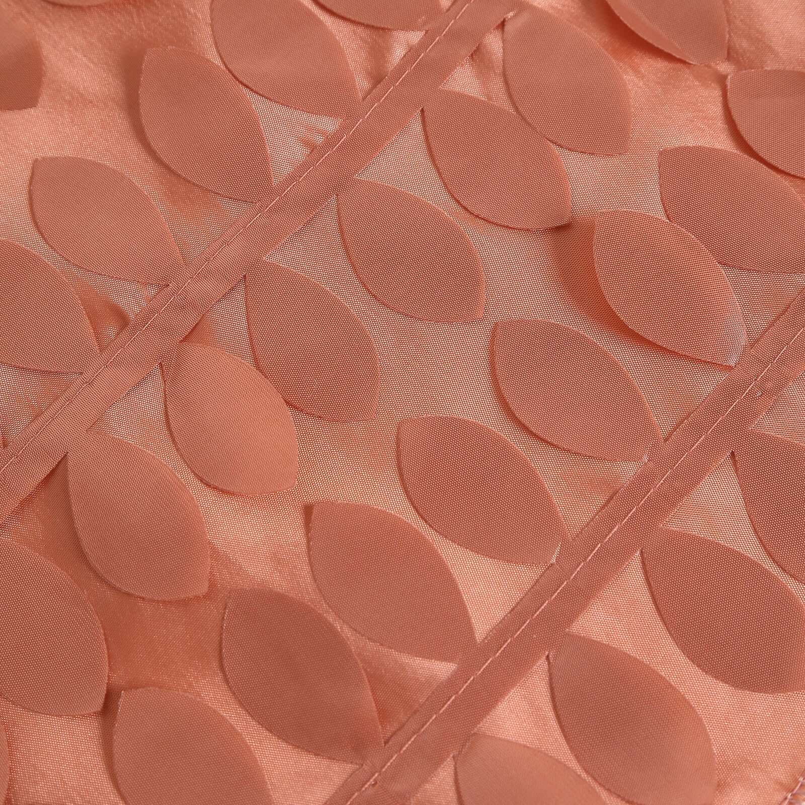 Taffeta 90"x156" Rectangle Tablecloth Terracotta (Rust) | 3D Leaf Petal Design Seamless Table Cover