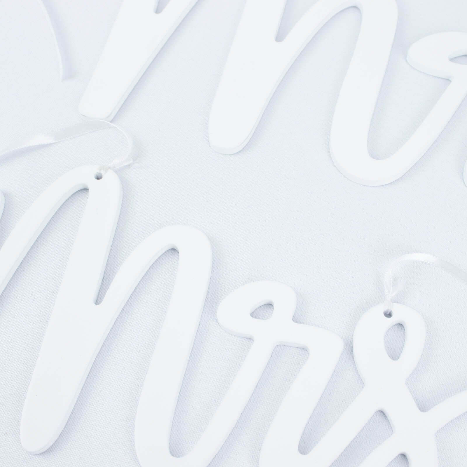 Set of 2 Wood Mr and Mrs Chair Signs White - Chic Calligraphy Wall Hanging Wedding Decor & Props 12"x6"