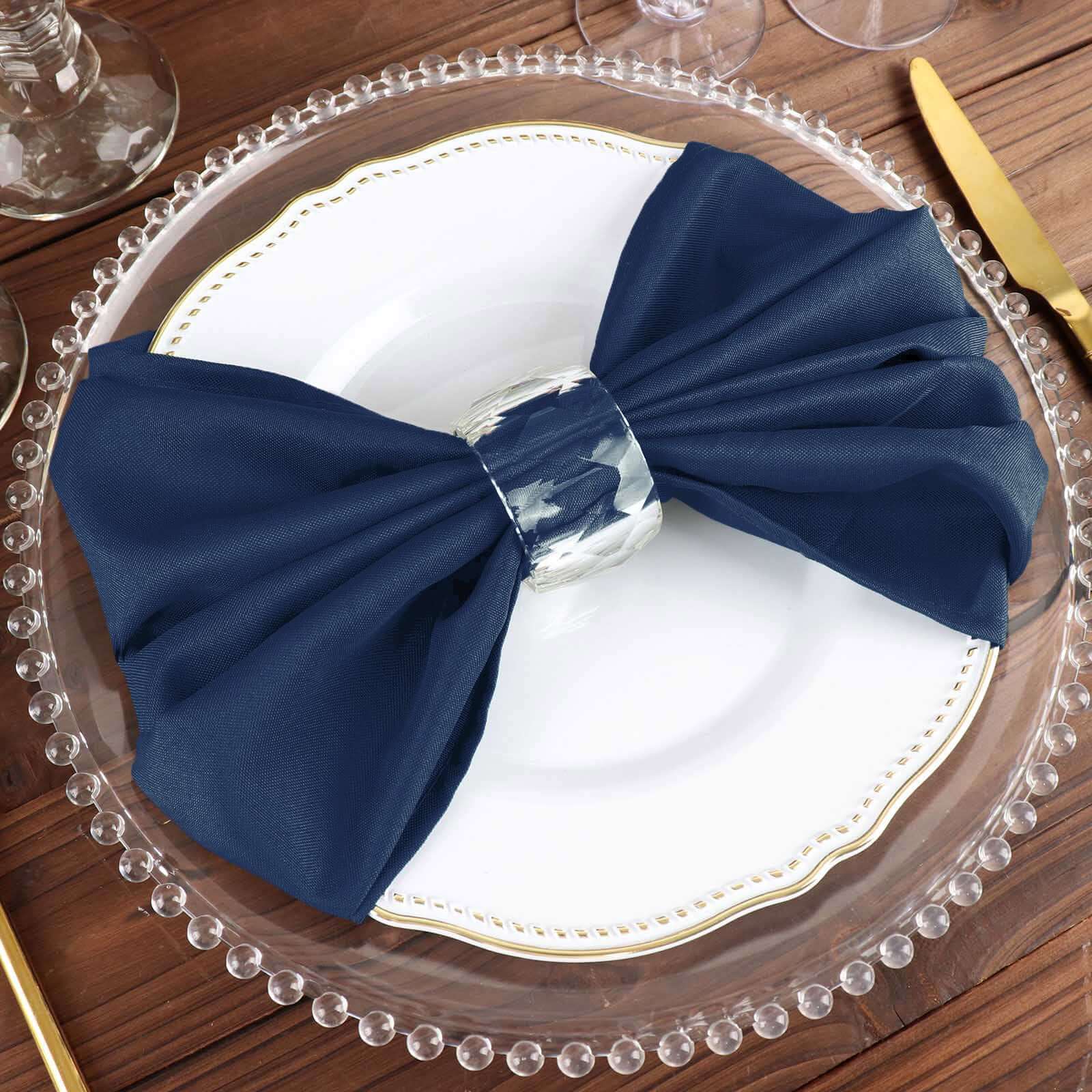 5 Pack Polyester 20"x20" Napkins Navy Blue - Wrinkle Resistant & Easy Care Cloth Napkins