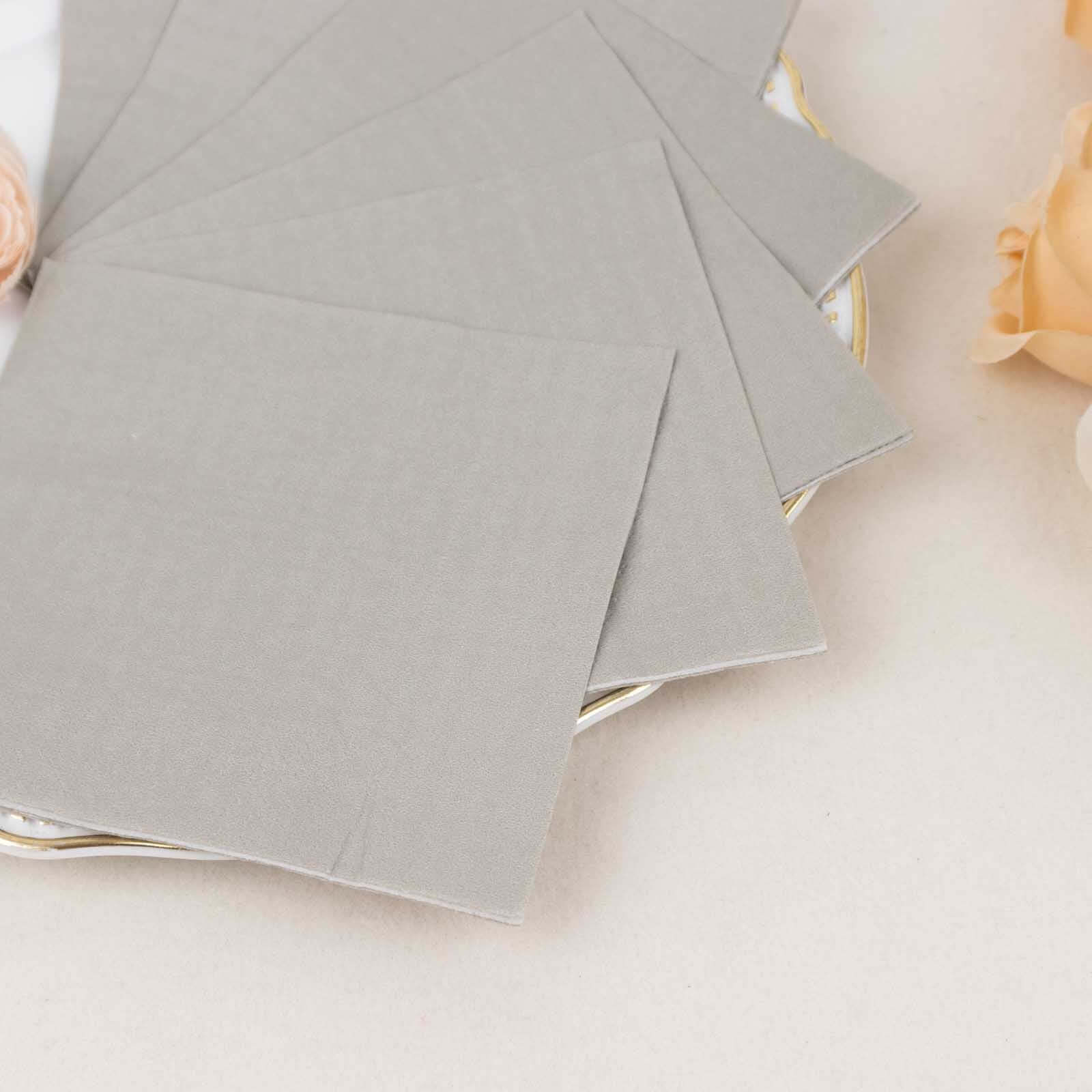 50-Pack Paper Beverage Napkins Silver - 2 Ply Disposable Soft 18GSM Cocktail Napkins 5"x5"