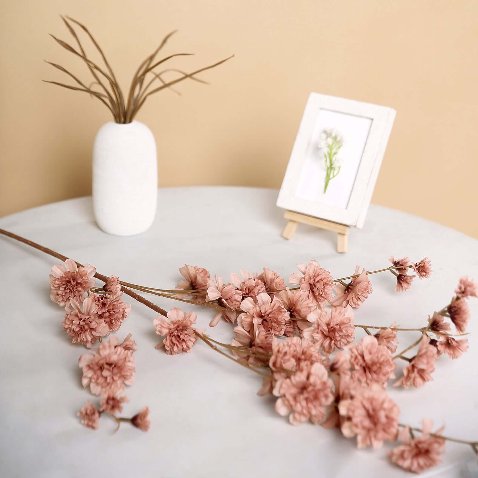 2 Branches 42" Tall Dusty Rose Artificial Silk Carnation Flower Stems