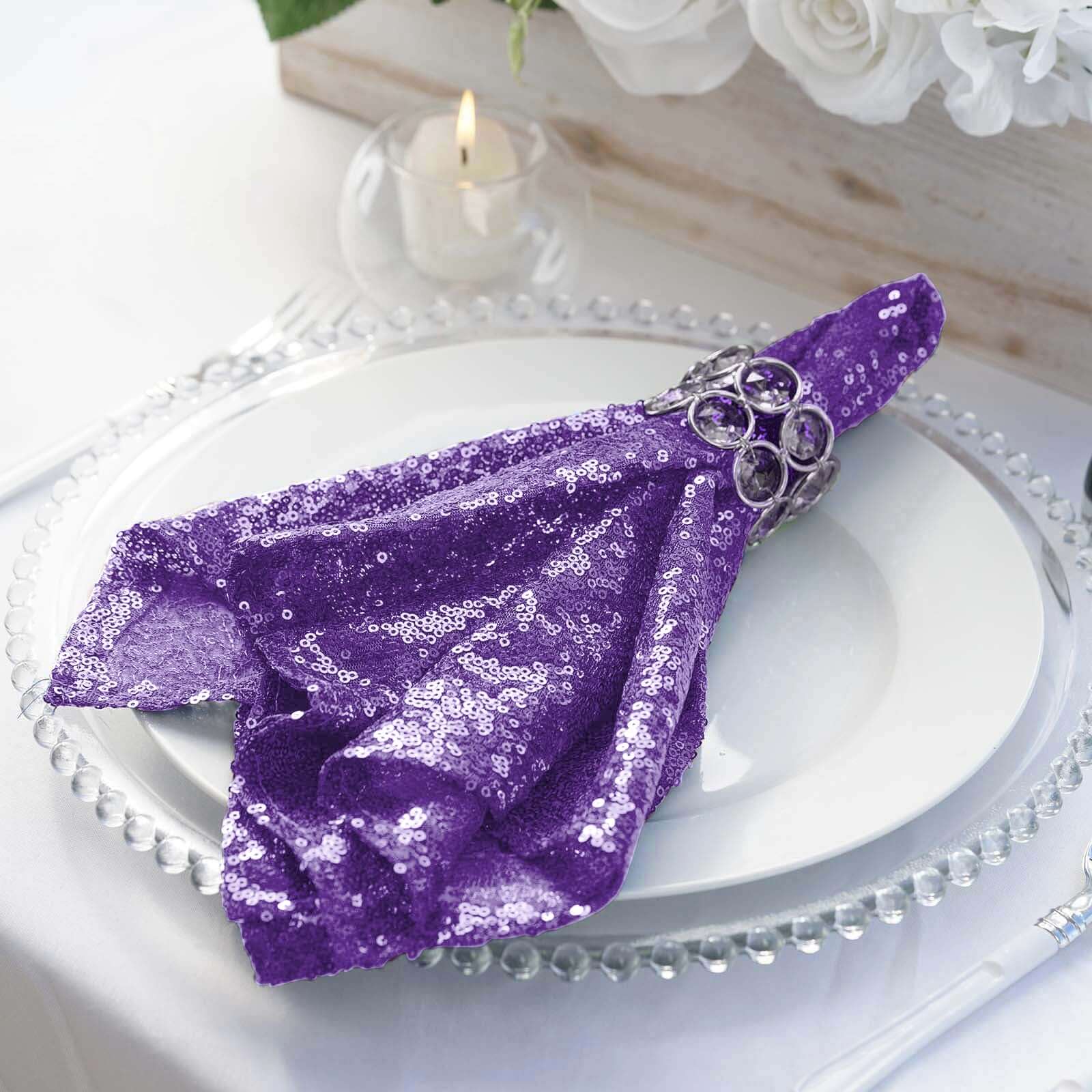 Sequin 20"x20" Napkin Purple - Shimmering Dinner Napkin