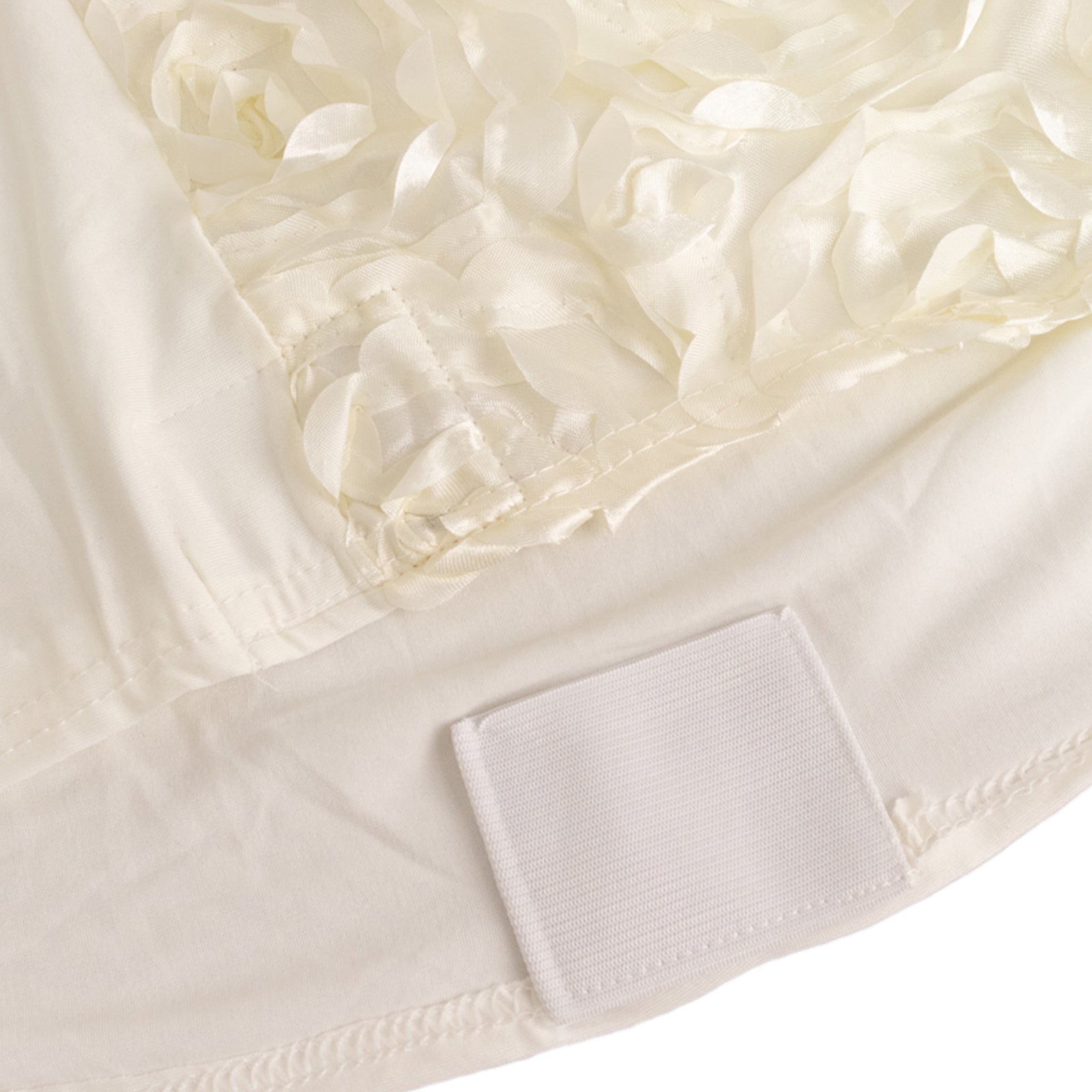 Satin Rosette Chair Cover for Banquet Chairs Ivory - Stretch Fitted Slip-On Slipcover