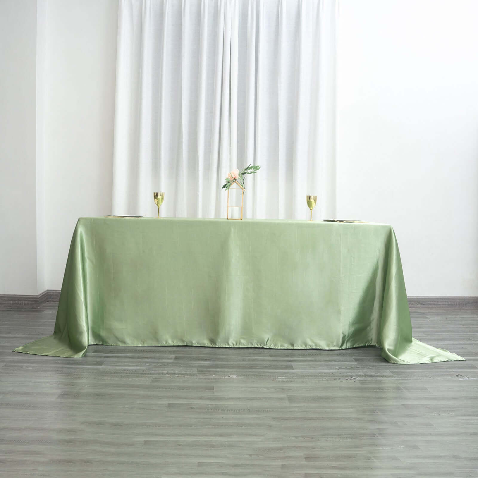 Satin Rectangular 90"x132" Tablecloth Sage Green Satin - Seamless Table Cover