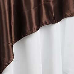 Satin 90"x90" Table Overlay Square Tablecloth Chocolate - Smooth Finish Table Topper