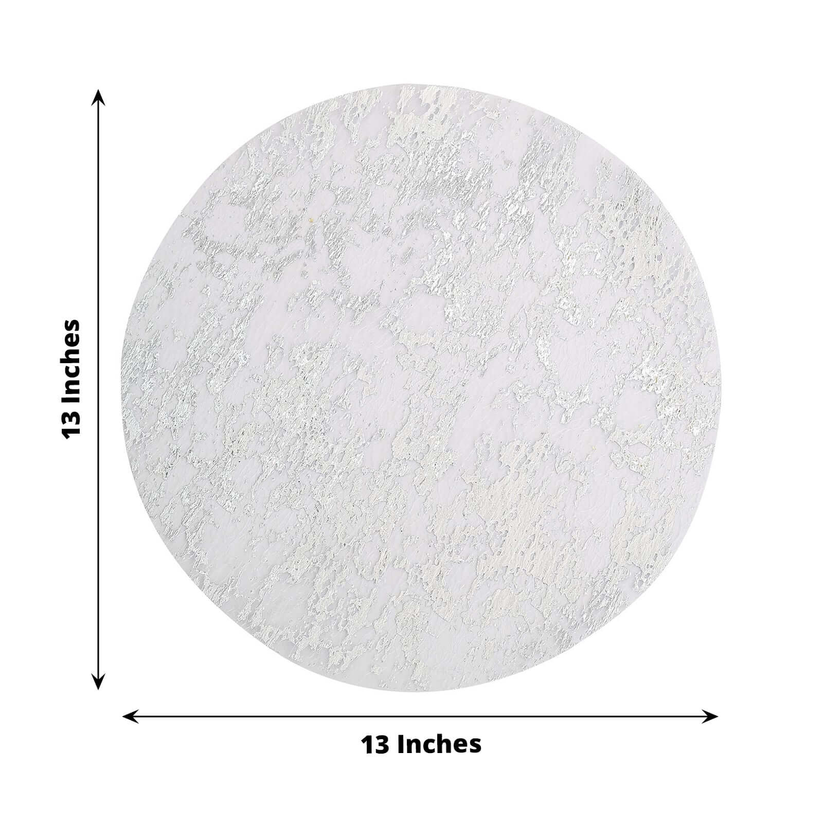 10-Pack Table Placemats Foil Design Metallic Silver Round - Mesh Disposable Shiny Dining Mats 13"