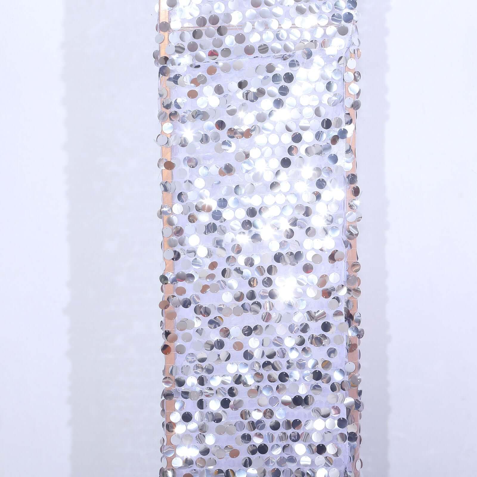 8ft Silver Double Sided Big Payette Sequin Open Arch Wedding Arch Cover, U-Shaped Fitted Wedding Backdrop Slipcover